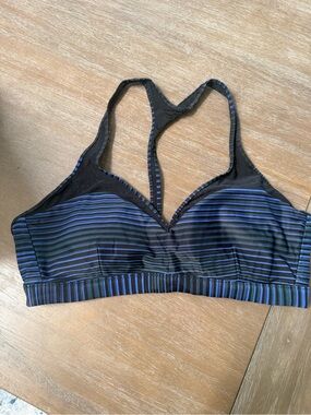 Women’s Striped Racerback Swim Top - Black & Blue